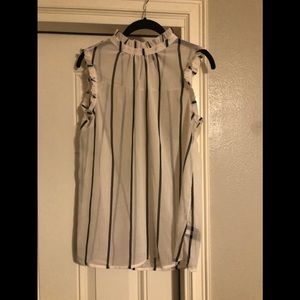 Striped top with flutter sleeve